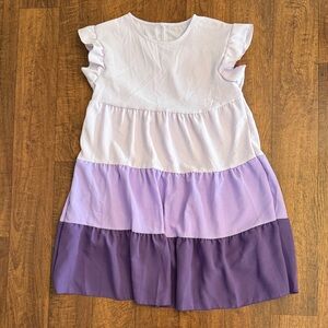 SHEIN Purple Ruffle Sleeve Mini Dress